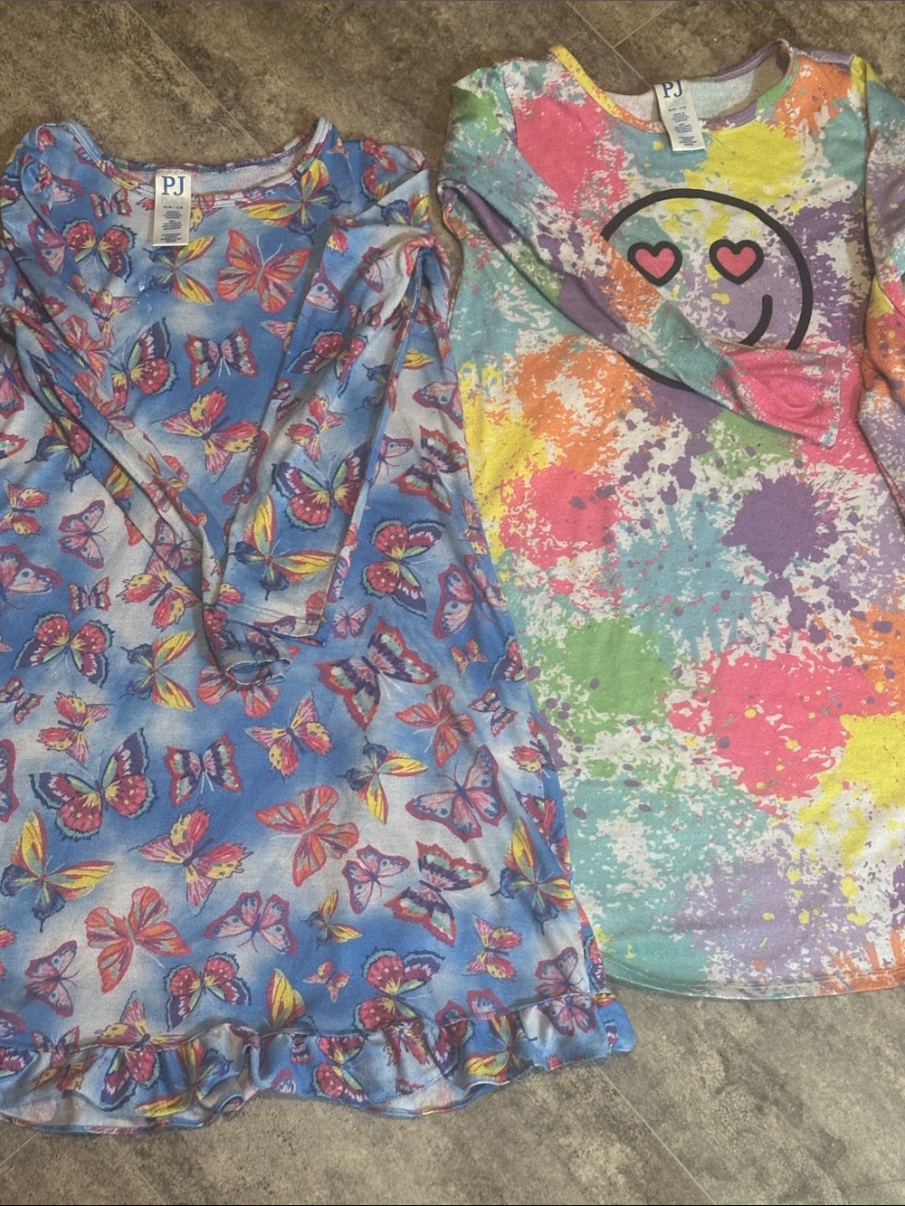 The Children's Place Girls' Blue Butterfly & Multicolor Splash Nightgowns